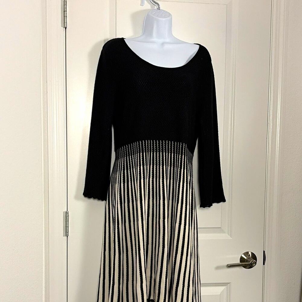Roz &Ali Striped Knit Scoop Neck Fit & Flare Dress XL Cottagecore